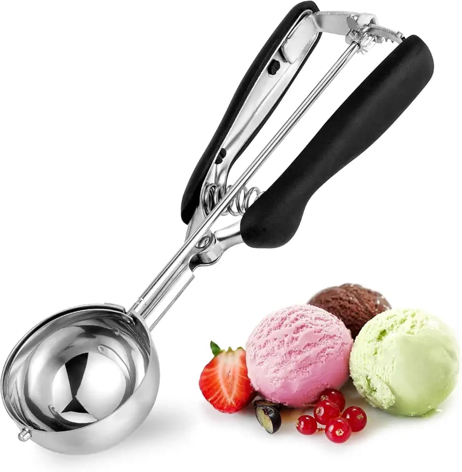 TJ POP Eisportionierer 6 cm, Edelstahl Groß Eiskugelportioniere mit Auslöser, Eislöffel Portionierer für Groß Eiskugeln, Fleischbällchen und Kartoffelpüree
