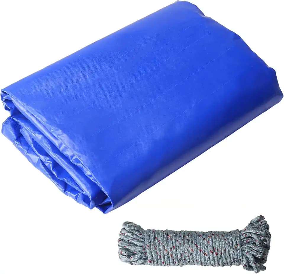 Plane 2x3m Blau Gewebeplane mit Ösen 420 g/m² PVC Abdeckplane Wasserdicht Reißfest Gartenplane UV Schutz mit 10m Winddichtes Seil Schutzplane für LKW Holz Schwimmbad Markise Baustelle