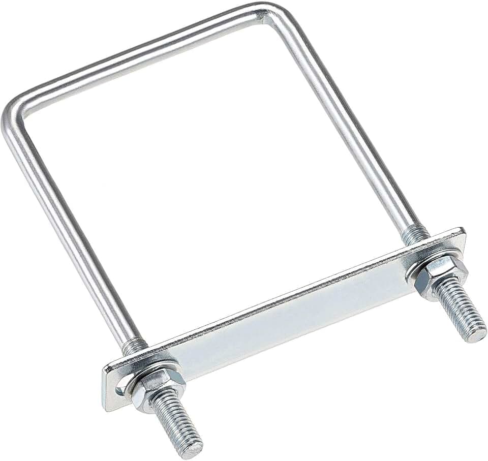 sourcing map 4 Stück M8 Vierkant U-Bolzen Quadratische Bügelbolzen Bügelschrauben 80mm Innenbreite mit Mutternrahmen und Befestigungselementen, Kohlenstoffstahl