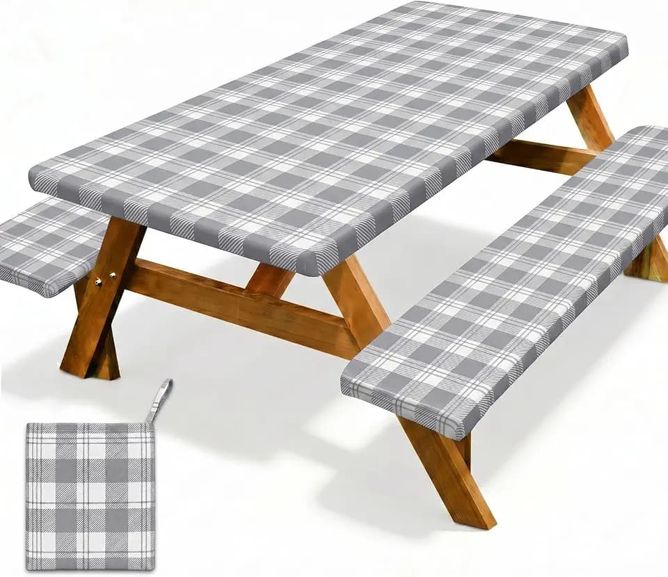3 Piece Picnic Table Cover with Bench Covers, Camping Essentials