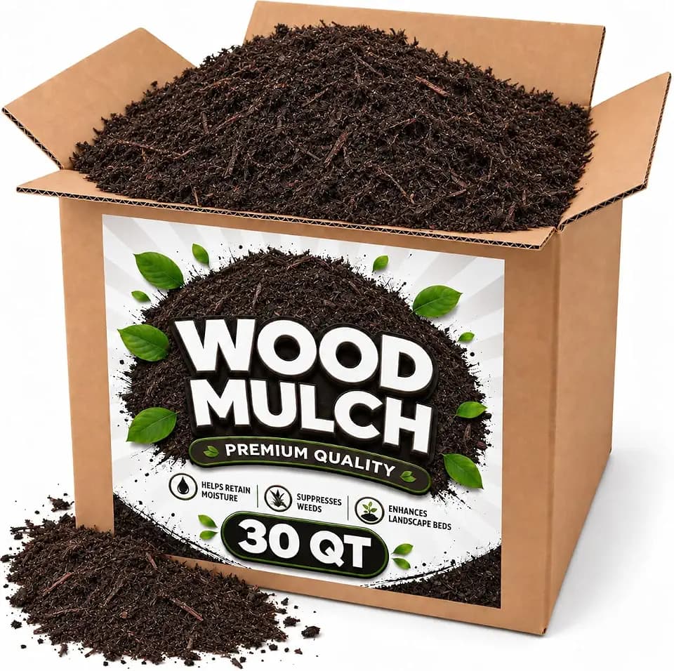 Wood Mulch 30 Quart, Premium Dark Natural Shredded