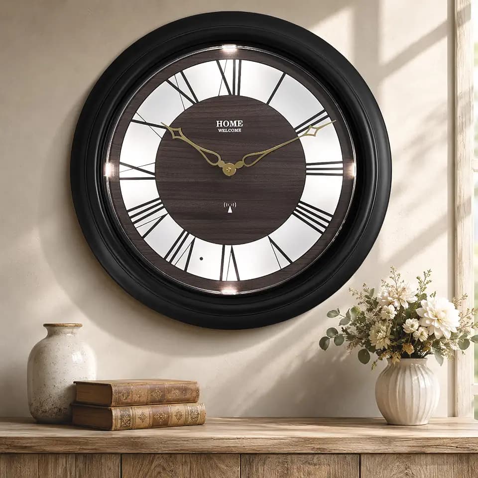 Pytha Sight 18 Inch Illuminated Atomic Roman Outdoor Wall Clocks Waterproof
