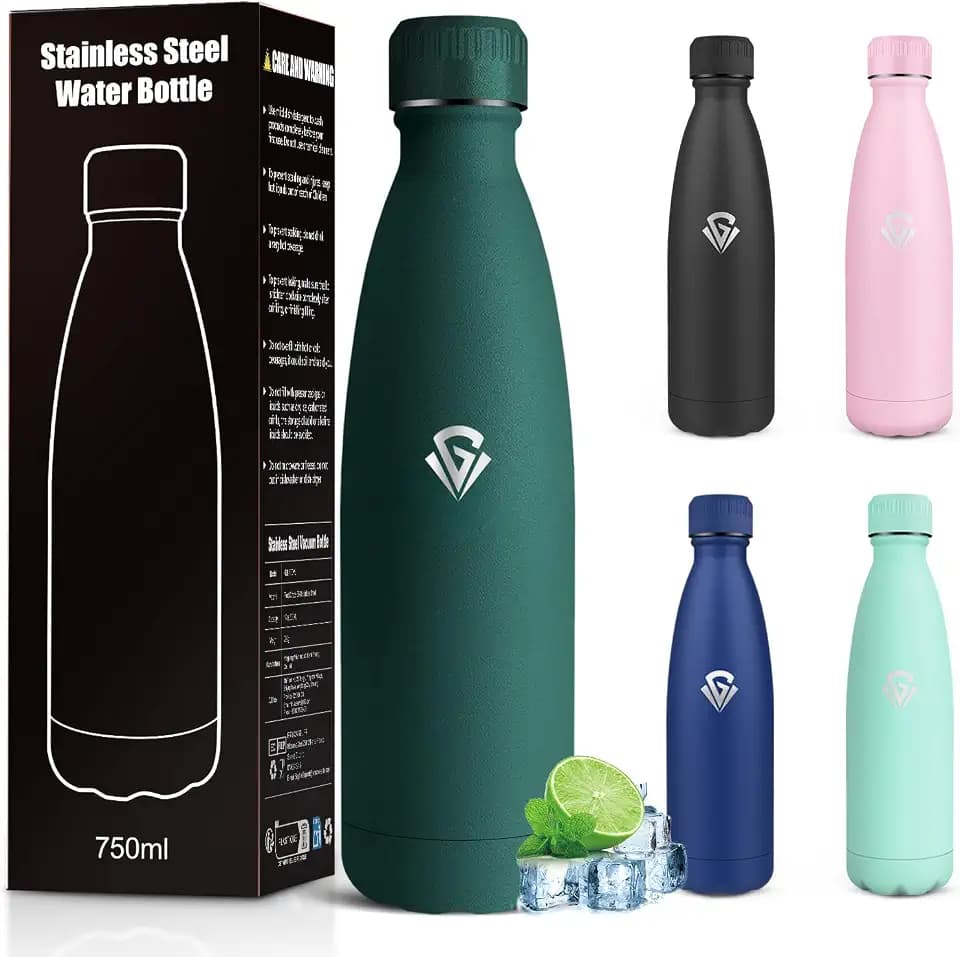 Grsta Trinkflasche Edelstahl, Trinkflasche 750ml, Wasserflasche für Fitness