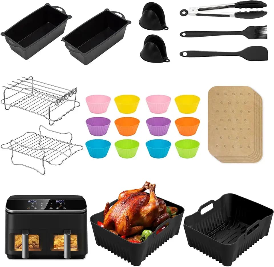 Cosori Heißluftfritteuse Zubehör für Heißluftfritteuse Cosori 8,5 L, Airfryer Zubehör für Cosori Heißluftfritteuse CAF-R901-AEU, Silikonform Air Fryer Accessories für Cosori Dual Zone