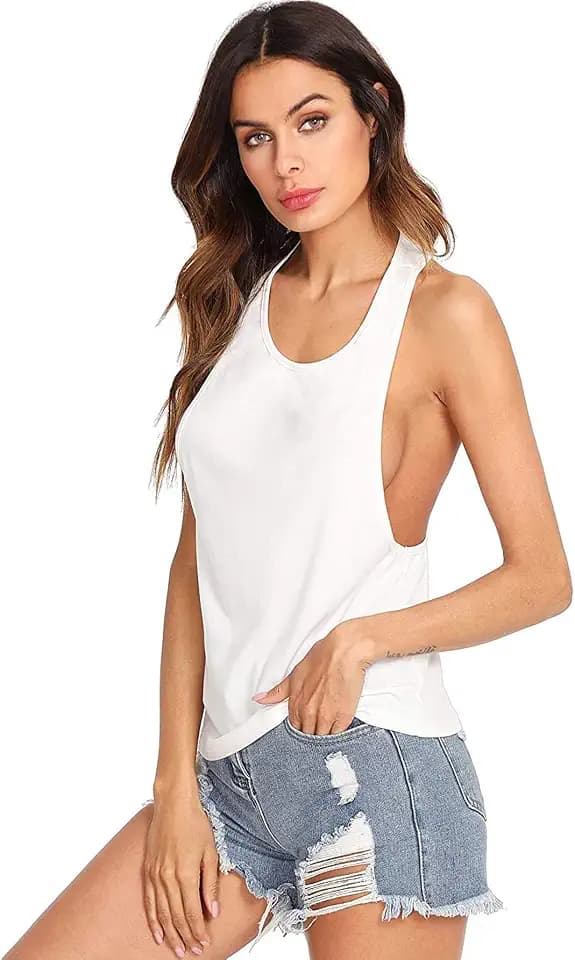 SweatyRocks Women's Sleeveless Racerback Scoop Neck Yoga Workout Tank Top