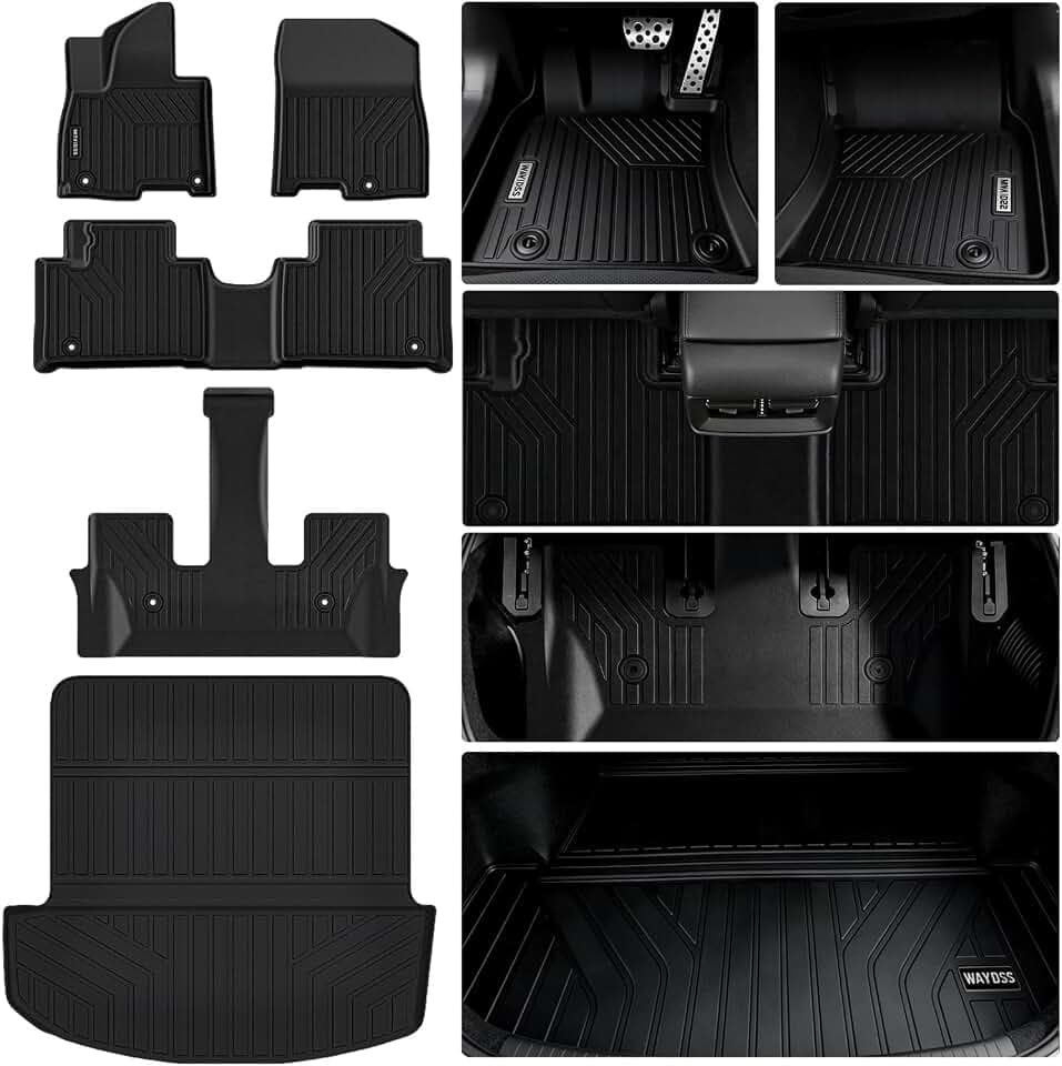 Floor Mats for 2026 Hyundai Palisade Hybrid Accessories, fit SEL、SEL Premium、Limited、Calligraphy, Cargo Mat Custom TPE All Weather Protection Full Coverage Trunk Liner & Floor Liner for Palisade