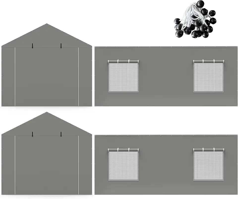 10x20 Carport Sidewalls and Doors Grey 2 Pack (No Frame and Cover)