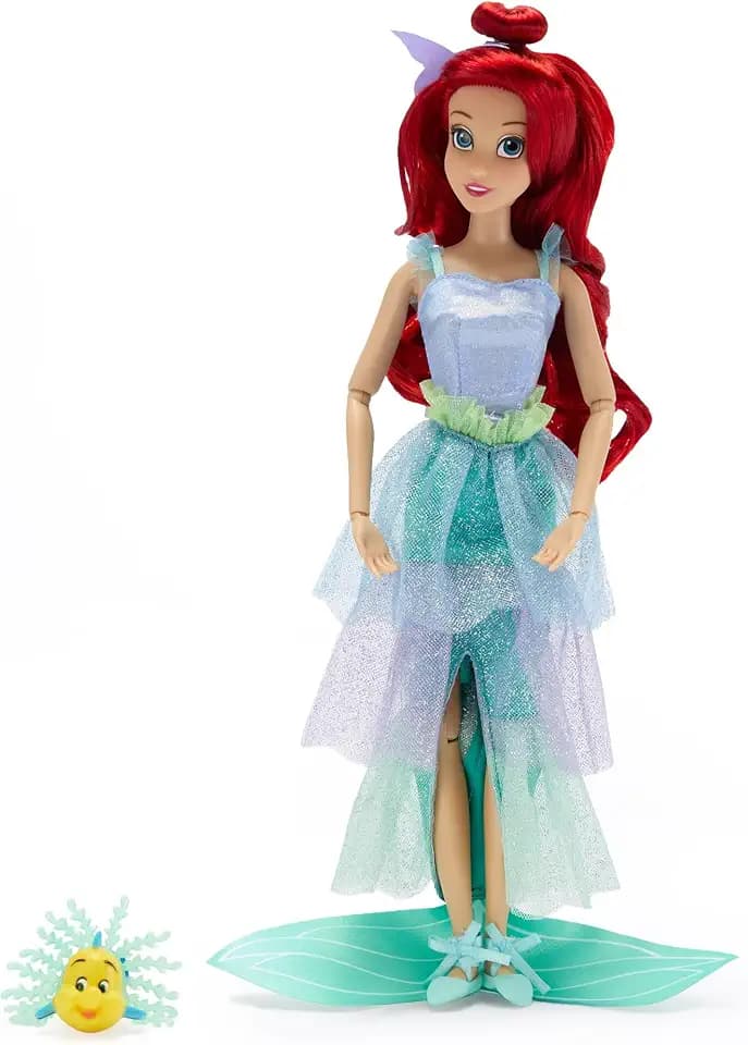 Disney Store Official Princess Ballet Doll - 11 Inch Ariel Ballerina Doll - Includes Brush with Molded Details, 2 Tutu Outfits, Accessories and Flounder Figure - Disney Princess Toys