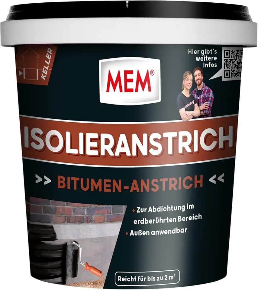 MEM Isolieranstrich Schwarz – 1 l – Bitumen-Anstrich