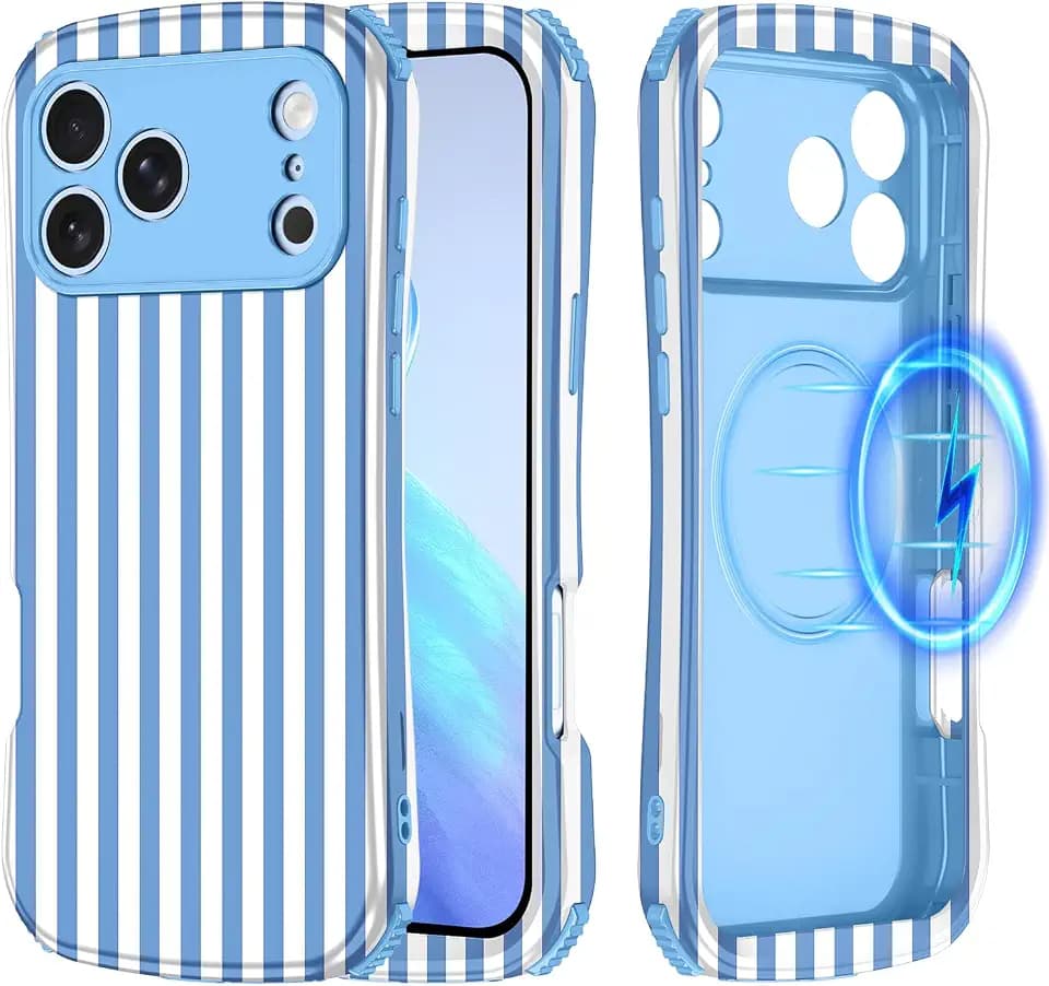 Casetego for iPhone 18 Pro Max Case,iPhone 17 Pro Max Case,Compatible with MagSafe,[Military Grade Drop Test] Full Body Protection Slim Shockproof Rugged Marble Women Girls Case,All Celeste