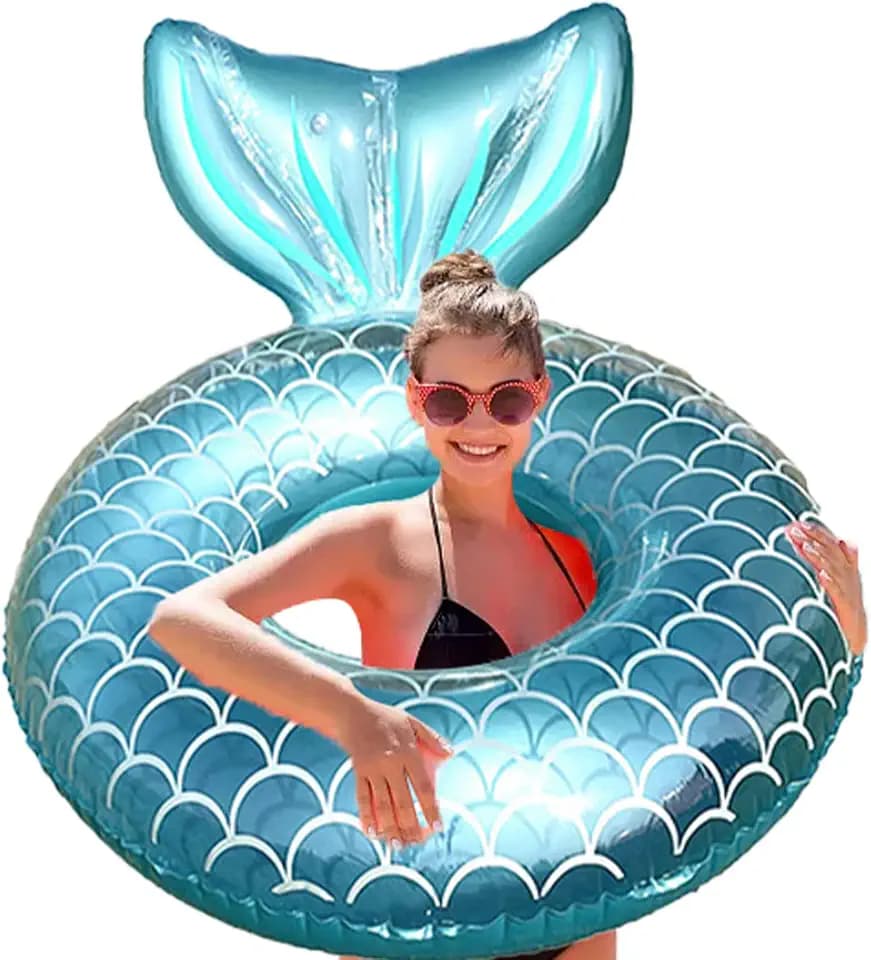 Aufblasbare Schwimmring Erwachsene groß, Schwimmreifen Spielzeuge in Meerjungfrau-Schwanzform, Transparenter Pool Floating Ring, Dauerhafter Pool Ring, Sommerpool Wasser Strand Party Spielzeug