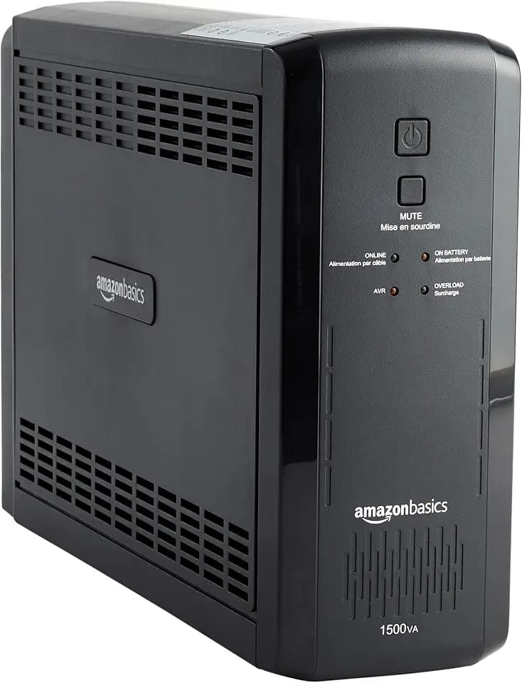 Amazon Basics UPS Battery Backup & Surge Protector, 1500VA/900W, 10 Outlets, Line Interactive Uninterruptible Power Supply with Sinewave Technology, Black