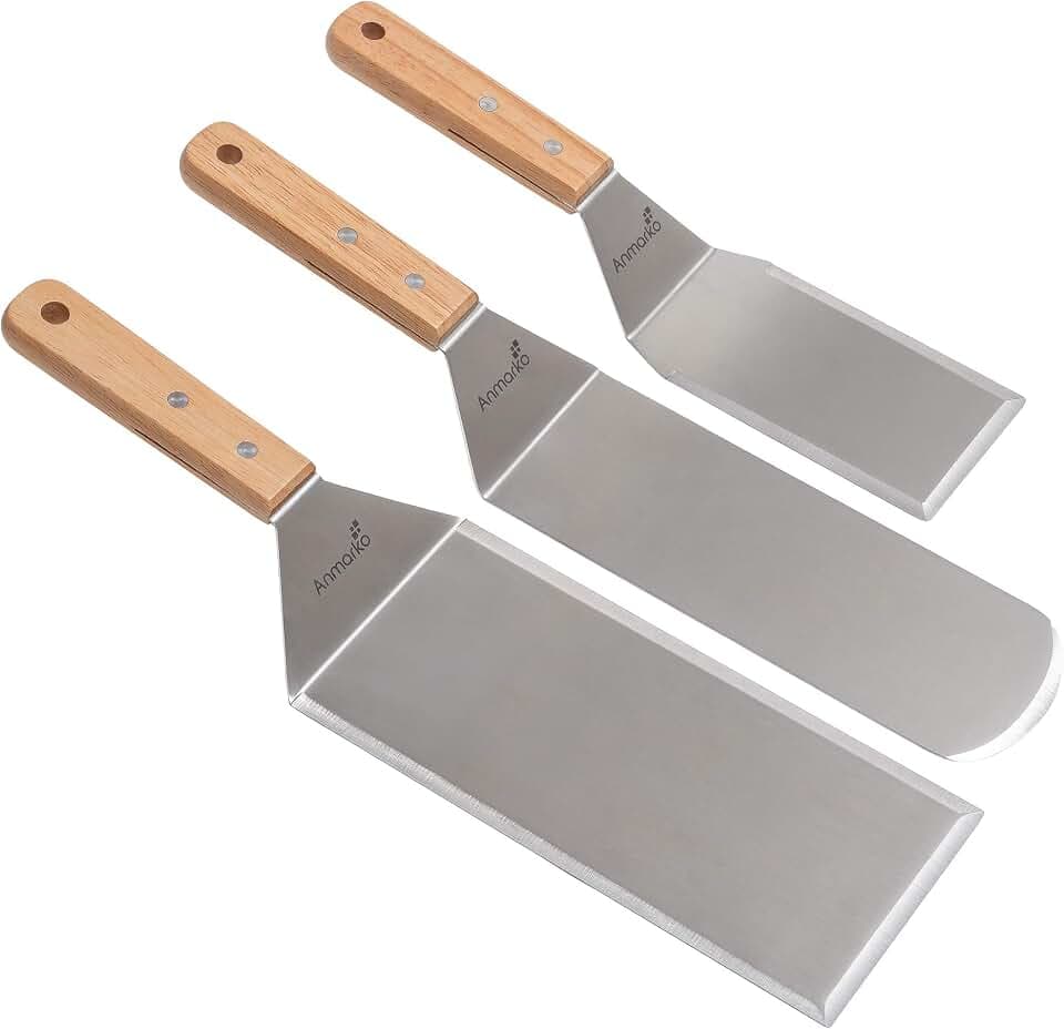 Professionelles Pfannenwender-Set – Edelstahl-Pfannkuchenwender und Grillschaber, 10,2 x 20,3 cm, übergroßer Hamburgerwender, ideal für Grill und Flat-Top-Grill, handelsübliche Qualität