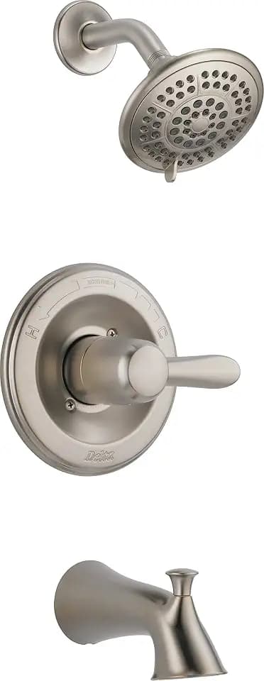 Delta Faucet Lahara 14 Series Single-Handle Tub and Shower Trim Kit, Shower Faucet with 5-Spray Touch-Clean Shower Head, Stainless T14438-SS (Valve Not Included)
