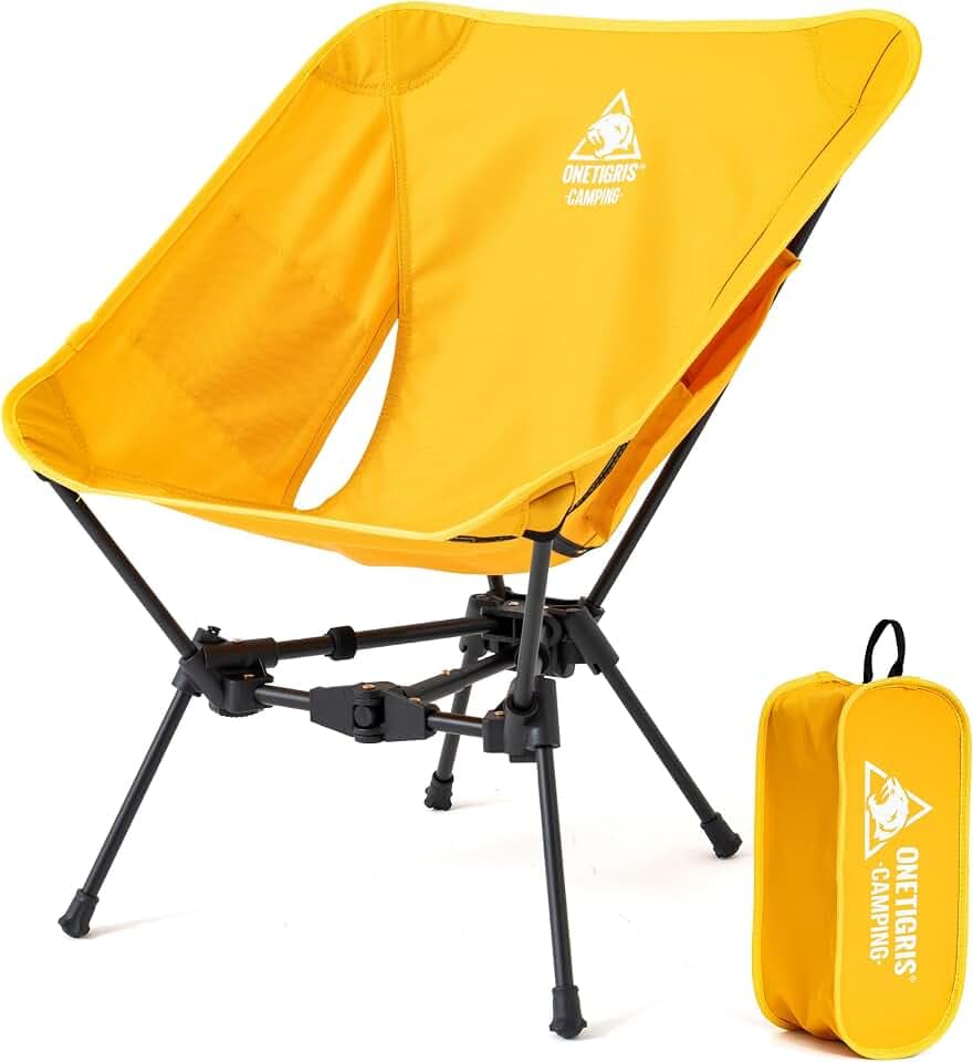 OneTigris TIGERBLADE Campingstuhl faltbar 150 kg, Klappstuhl Camping leicht Dreiecksrahmen, Faltstuhl Ultraleicht, mit 2 Seitentaschen für Outdoor, Wandern