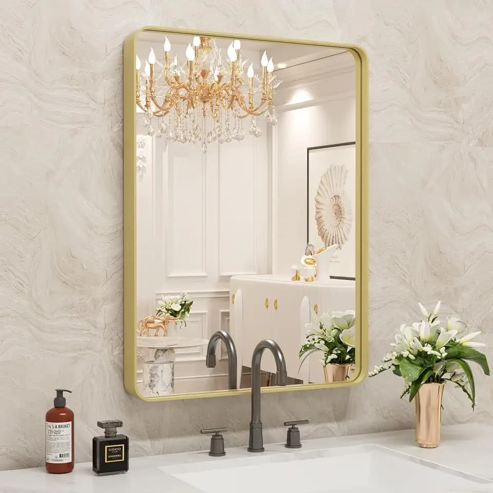 WEER Bathroom Vanity Mirror Gold 20X30 Inch