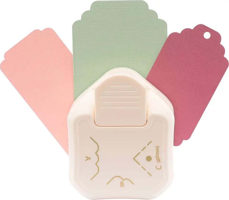 Vaessen Creative 2137-077 3-in-1 Eckenstanzer, Kreiert Runde Ecken, Anhänger und Etiketten, Papierstanzer für DIY Projekte, Scrapbooking und Karten Basteln, white pink, one size