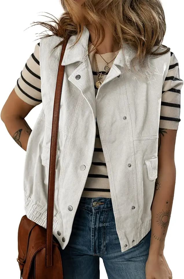 Dokotoo Womens Vests Sleeveless Jacket Cargo Vest Tops
