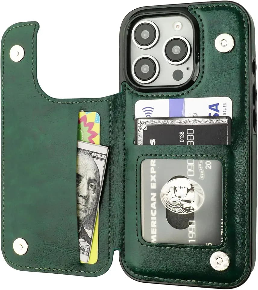 ONETOP for iPhone 16 Pro Wallet Case with Credit Card Holder,Green