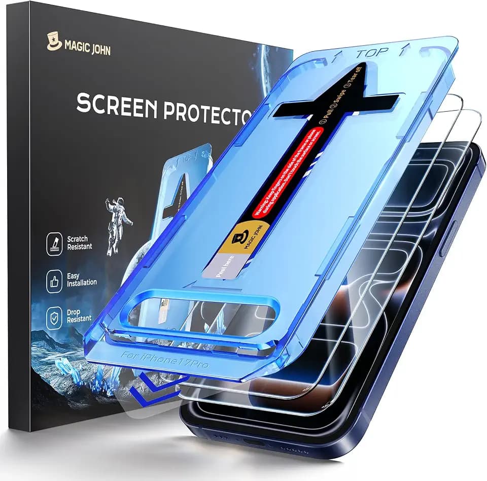 MAGIC JOHN Easy Installation for iPhone 17 Pro Screen Protector, 2 Pack