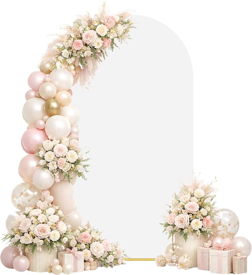6FT Wedding Arch Backdrop Cover for Party Birthday Deco,White