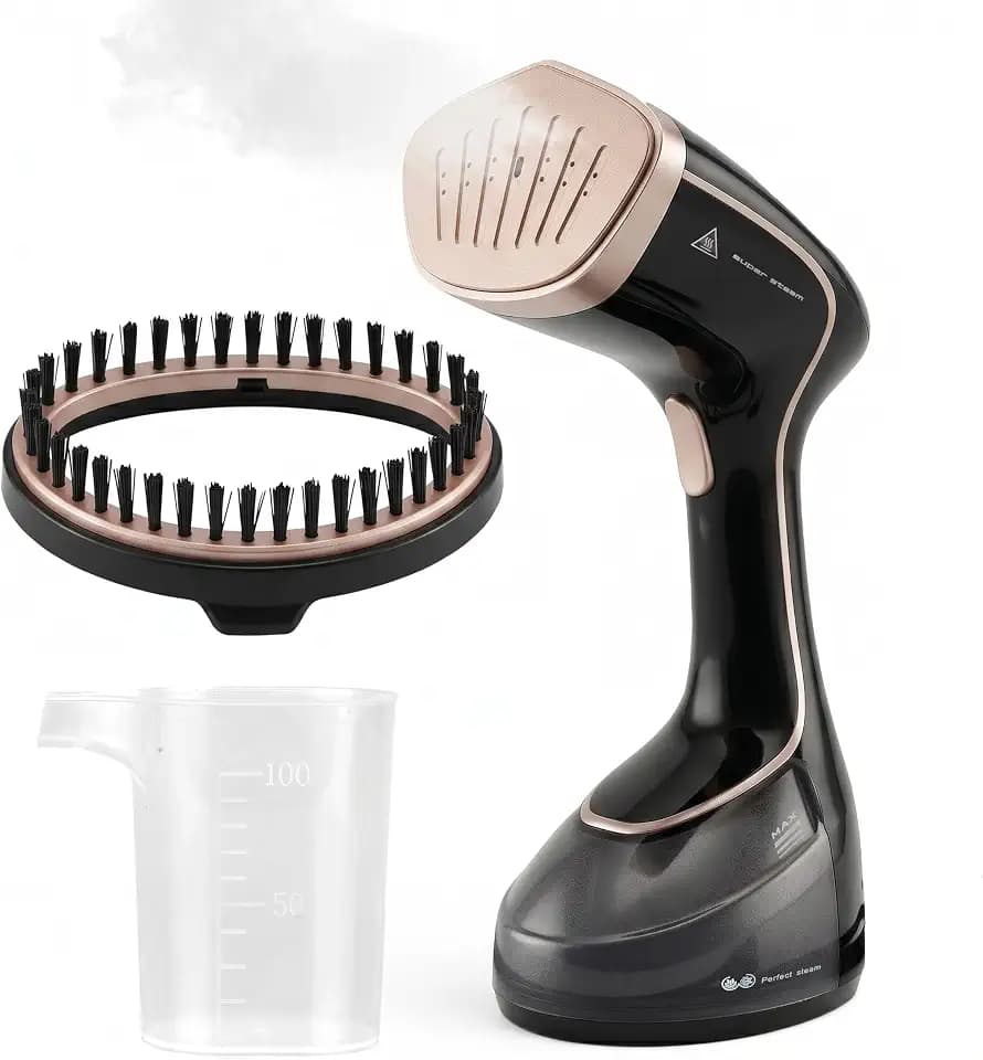 Clothes Steamer 1500W, Portable Steamer for Clothes with 20s Fast Heat, Large Detachable Tank, 3 Steam Modes, LED Display, Leak-Proof Travel Steamer, Handheld Steam Cleaner for Home and Travel (Black)