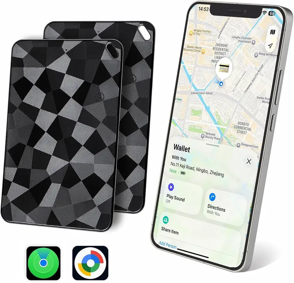 Tracker Karte Android & iOS – Slim Wallet Tracker Card kompatibel mit Apple Find My & Google Find Hub, Smart Finder Tag für Geldbörse, Portemonnaie & Passport