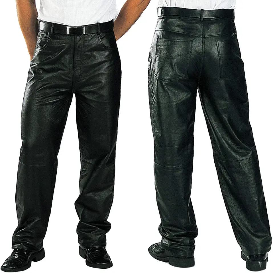 Milwaukee Leather LKM5718 Men's Classic Black Loose Fitted Motorcycle Casual Leather Biker Pants