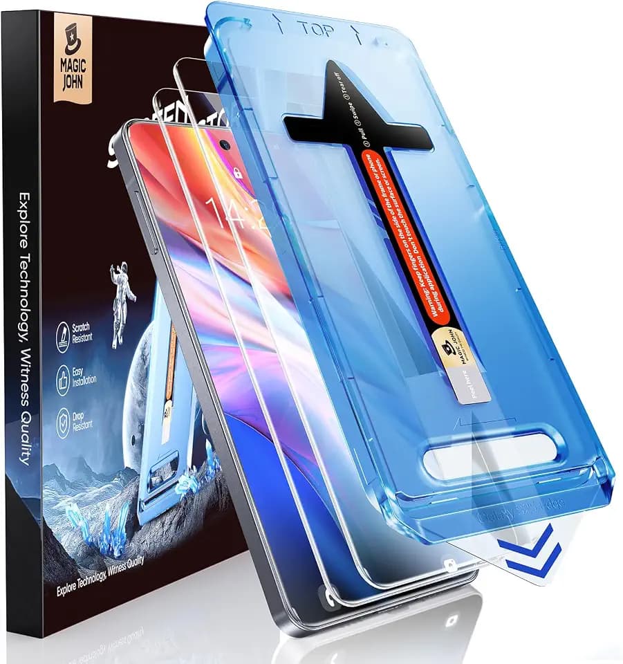 MAGIC JOHN 2 Pack for Samsung Galaxy S25 Edge Tempered Glass Screen Protector, Bubble Free, Easy Installation, Auto Dust-Elimination