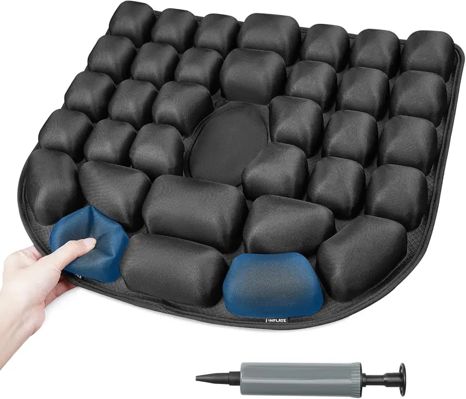 Inflatable Wheelchair Cushion with Built-in Pump, Adjustable Air Pad