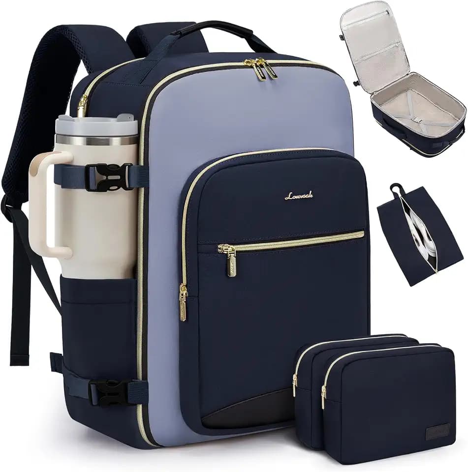 LOVEVOOK 40L Travel Backpack for Women & Men, Airline Approved Carry On Luggage with 3 Packing Cubes, TSA Overnight Bags, Waterproof Personal Item Bag, Weekender Essentials Backpacks fits 17" Laptop