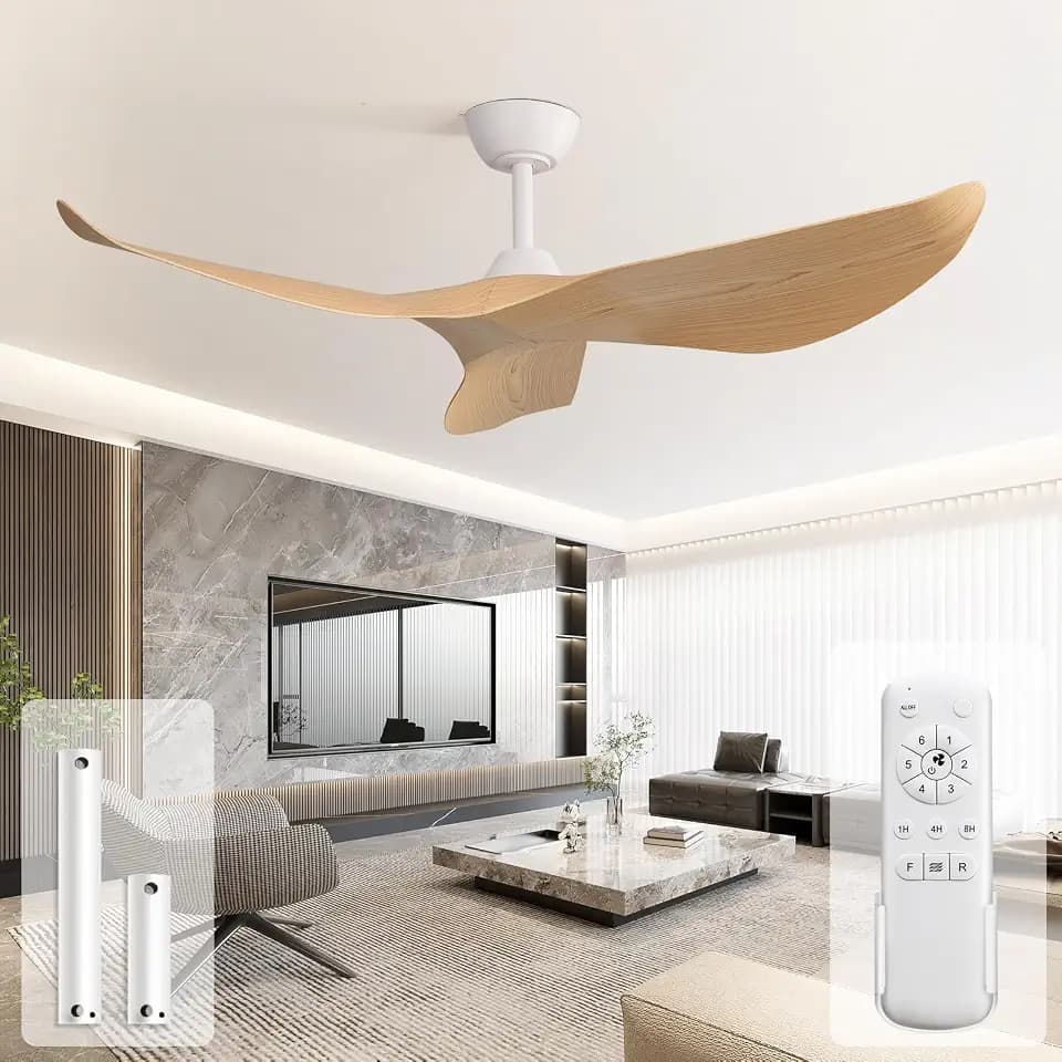 Sofucor 52 Inch Modern Ceiling Fan No Light, 3 Blades
