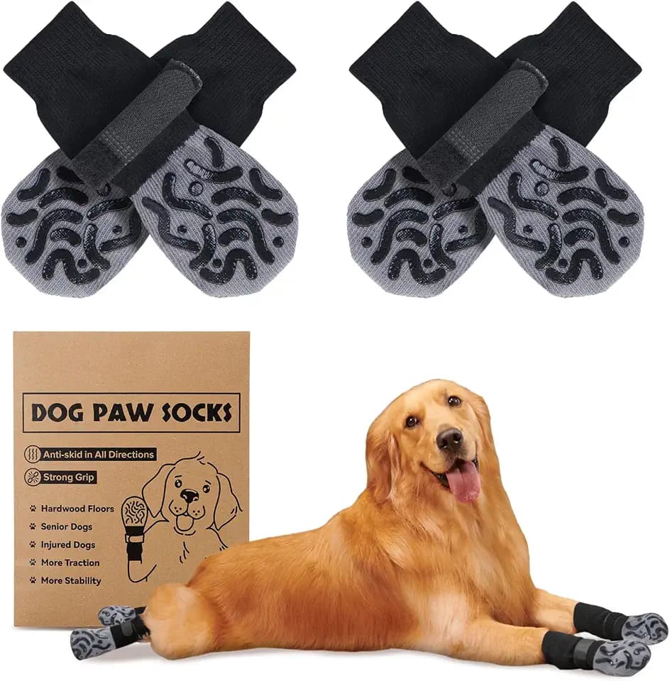 Hundesocken Anti Rutsch mit Verstellbaren Riemen für Innenbereich 2 Paar
