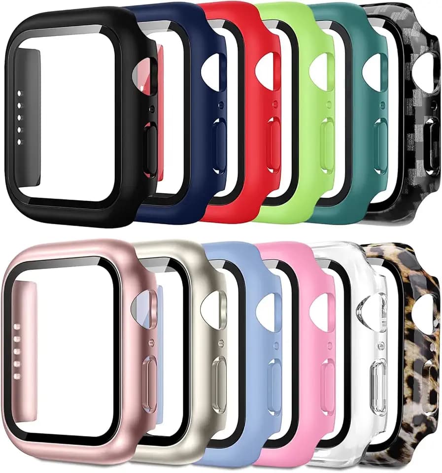 Pocoukate Schutzhülle mit Displayschutz kompatibel mit 38MM Apple Watch Series 3/2/ 1 Hülle, 360° Rundum Displayschutz Ultradünne Schutz Case für iWatch 38 MM 12 Stück