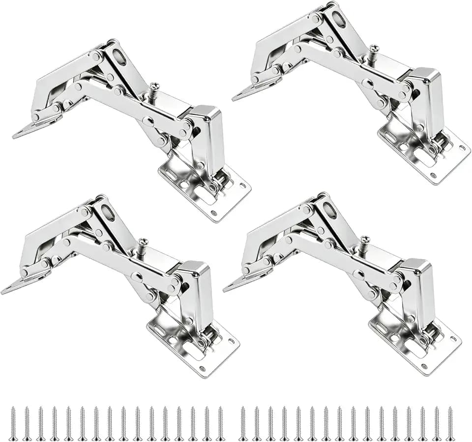 4 Stück Schrankscharnier, Klappscharnier, Aufschraubscharnier, Möbelscharniere, Kein Vorbohren Softclose Scharnier mit Dämpfer, 175 Grad Soft Close Scharniere für Schranktüren Schrank Möbel