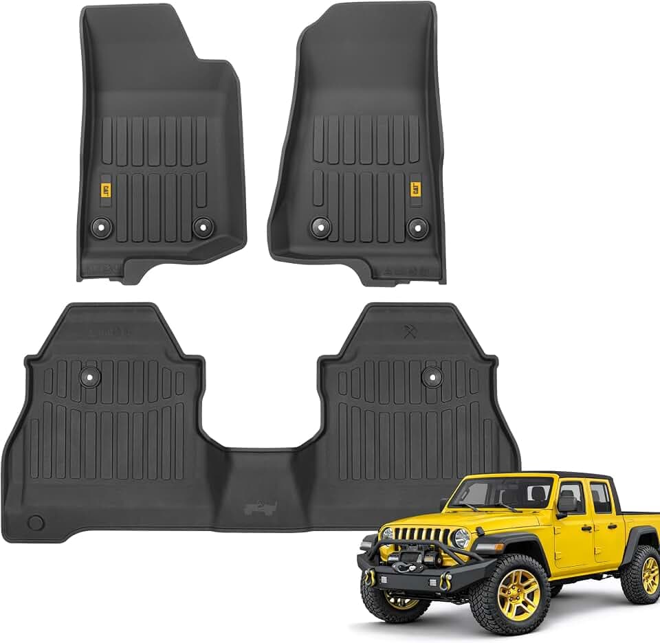 Cat® JustFit™ 3D Floor Mats for Jeep Gladiator (JL) 2020-2026, All Weather Custom Fit Jeep Gladiator Floor Liners with Extended Coverage Design, Car Floor Mats (Full Set Front & Rear)