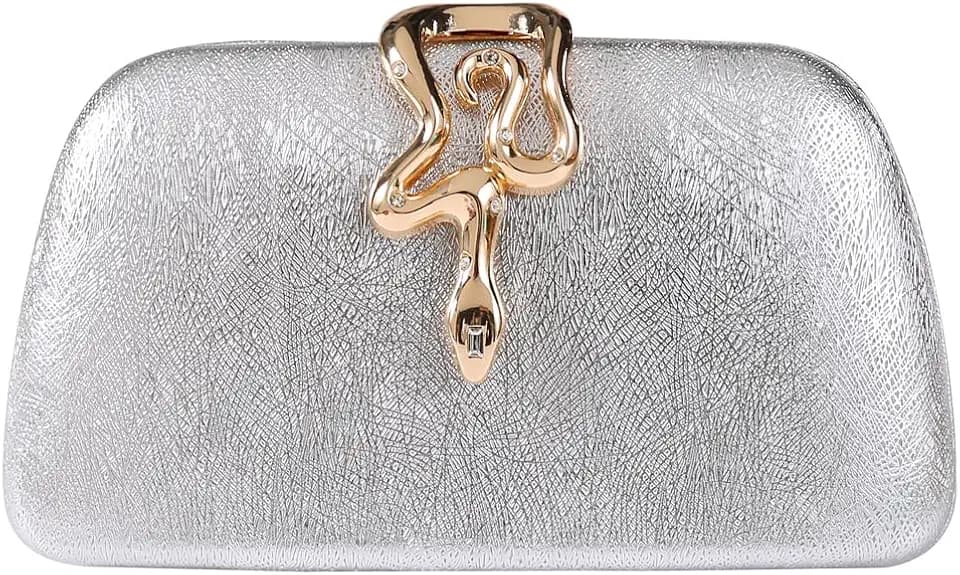Dreubea Womens Clutch Bag with Elegant Snake Accent - Stylish & Chic Evening Purse
