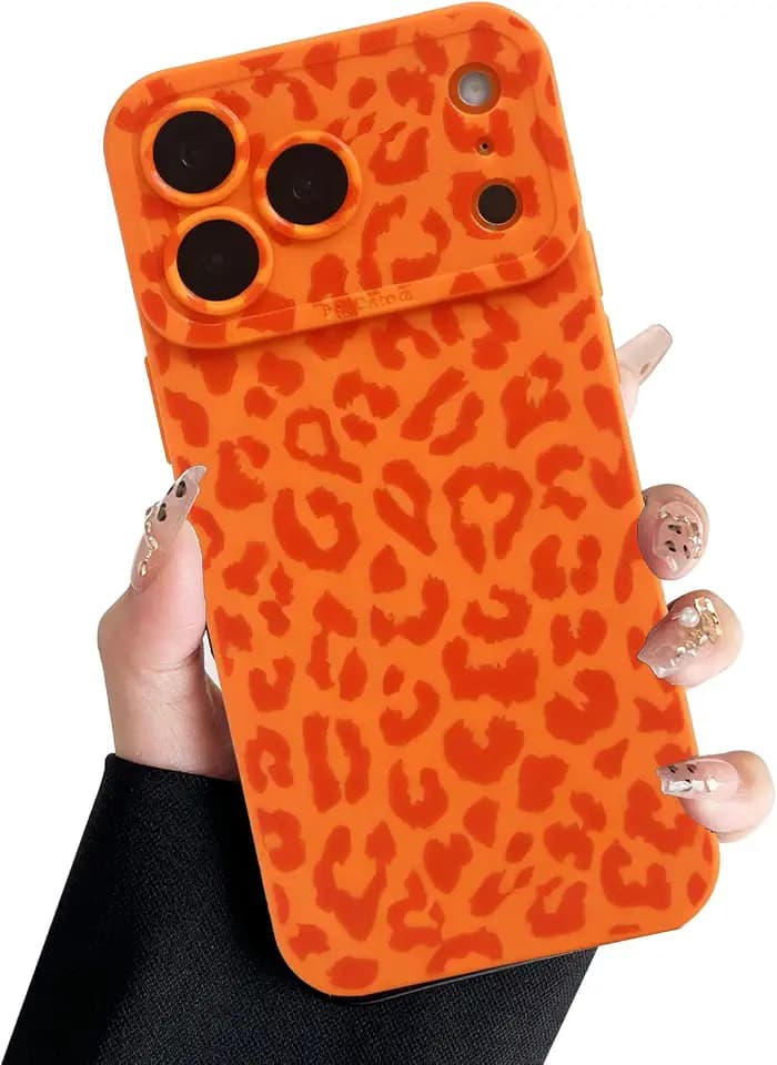 for iPhone 17 Pro Max Case Orange Leopard Cheetah Print