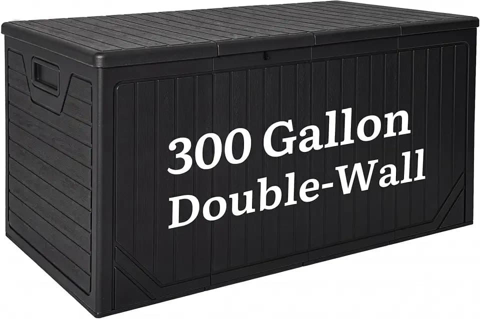 YITAHOME XXL 300 Gallon Extra Large OutdoorDeck Box, Lockable Resin Storage Box and Waterproof Patio Furniture Bin for Garden Tools & Pool Accessories, Black