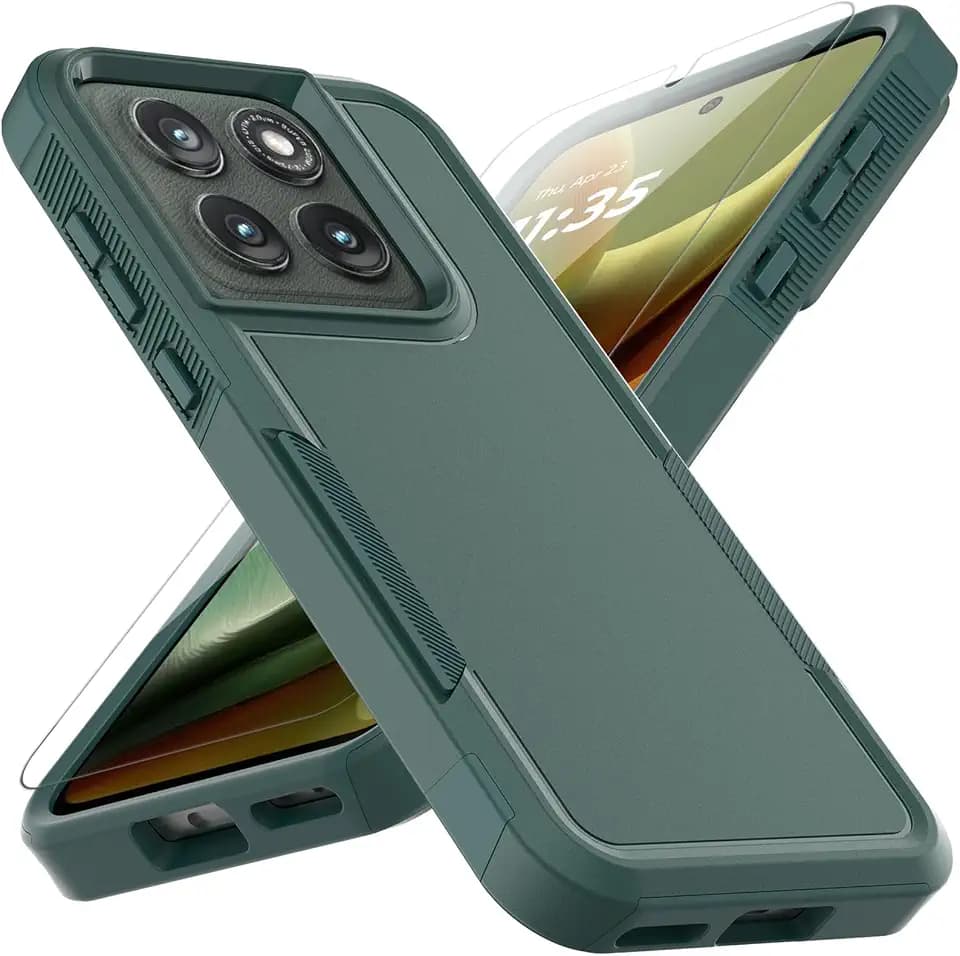 MDCN for Motorola Edge 2026 Case: Dual Layer Protective Heavy Duty Cell Phone Cover Shockproof Rugged with HD Screen Protector - Military Protection Bumper Tough for Motorola Edge 2026, Dark Green