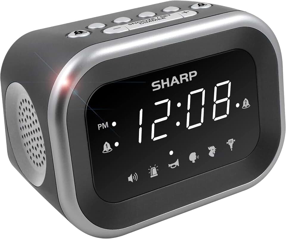 Sharp Big Bang Super Loud Alarm Clock for Heavy Sleepers, 115dB, 6 Sounds