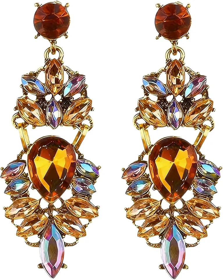 Vintage Rhinestone Chandelier Earrings for Women Dangle Statement Earrings