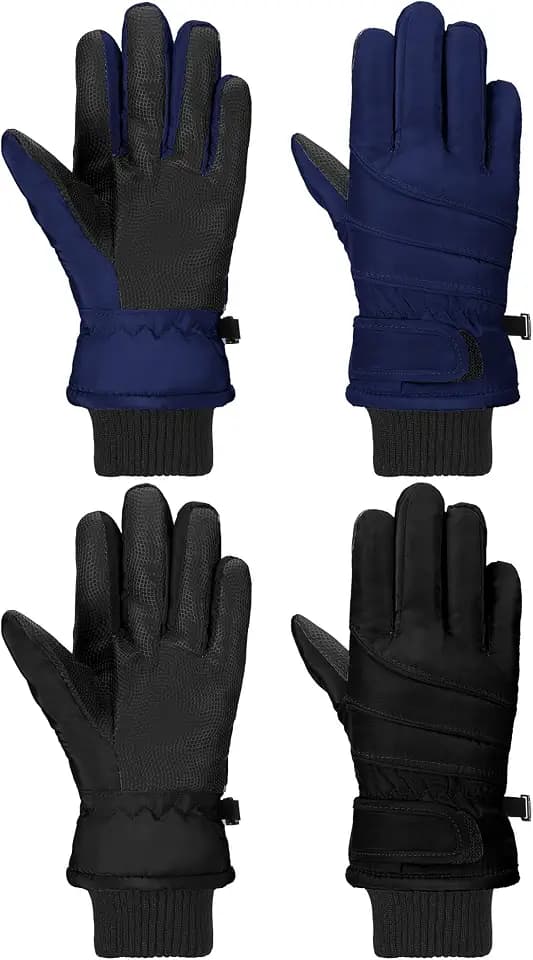 SATINIOR 2 Pair Kids Waterproof Winter Gloves
