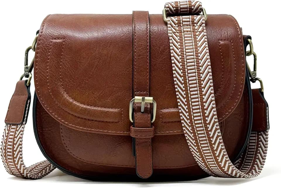 AFKOMST Crossbody Bags for Women,Small Saddle Purse and Boho Cross Body Handbags,Vegan Leather