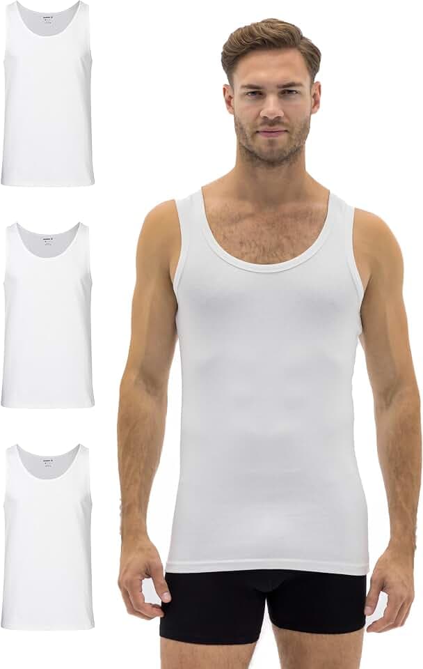 Barrio 13 Unterhemd Herren 3er Pack Feinripp Tank Top mit Stretch aus Baumwolle Herren Unterhemden Tanktop Achselshirts