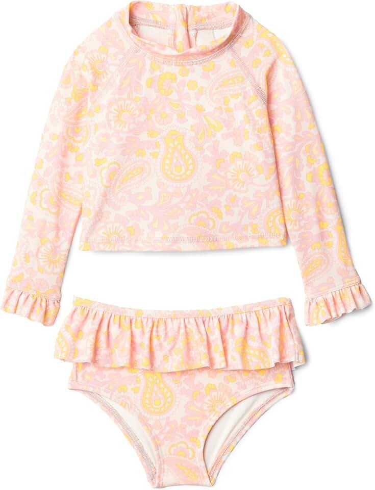 Amazon Essentials x Sofia Grainge Baby Girls' 2-Piece Long Sleeve Rashguard Set with Ruffle Flounce Detail, Multipacks