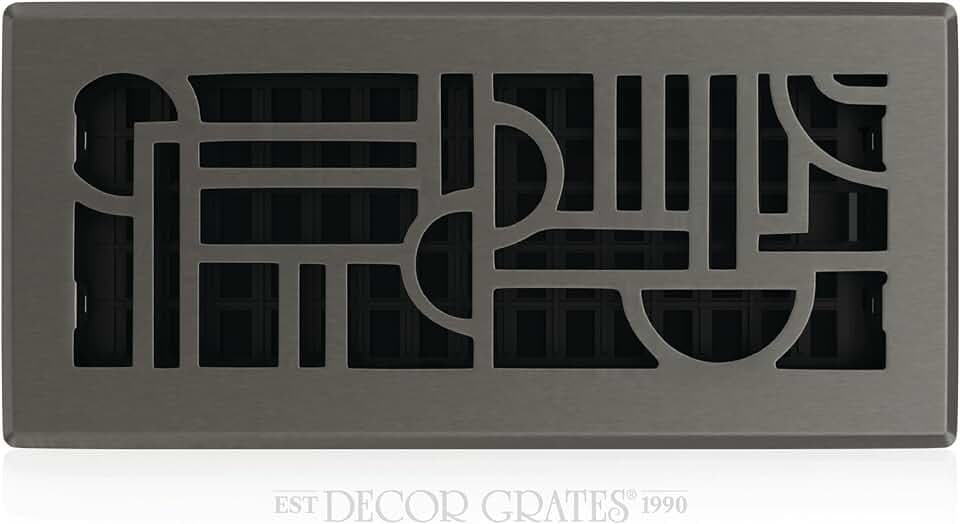Decor Grates ADH410-GM Abdeckung für Belüftungsöffnungen im Boden, Art-Déco-Stil, 10,2 x 25,4 cm, Rotguss-Optik