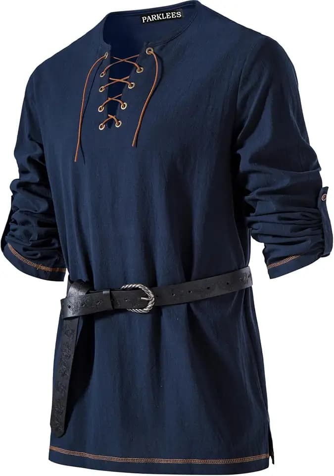 PARKLEES Herren Mittelalter Wikinger Piraten Kostüm Vintage Renaissance Halloween Shirts