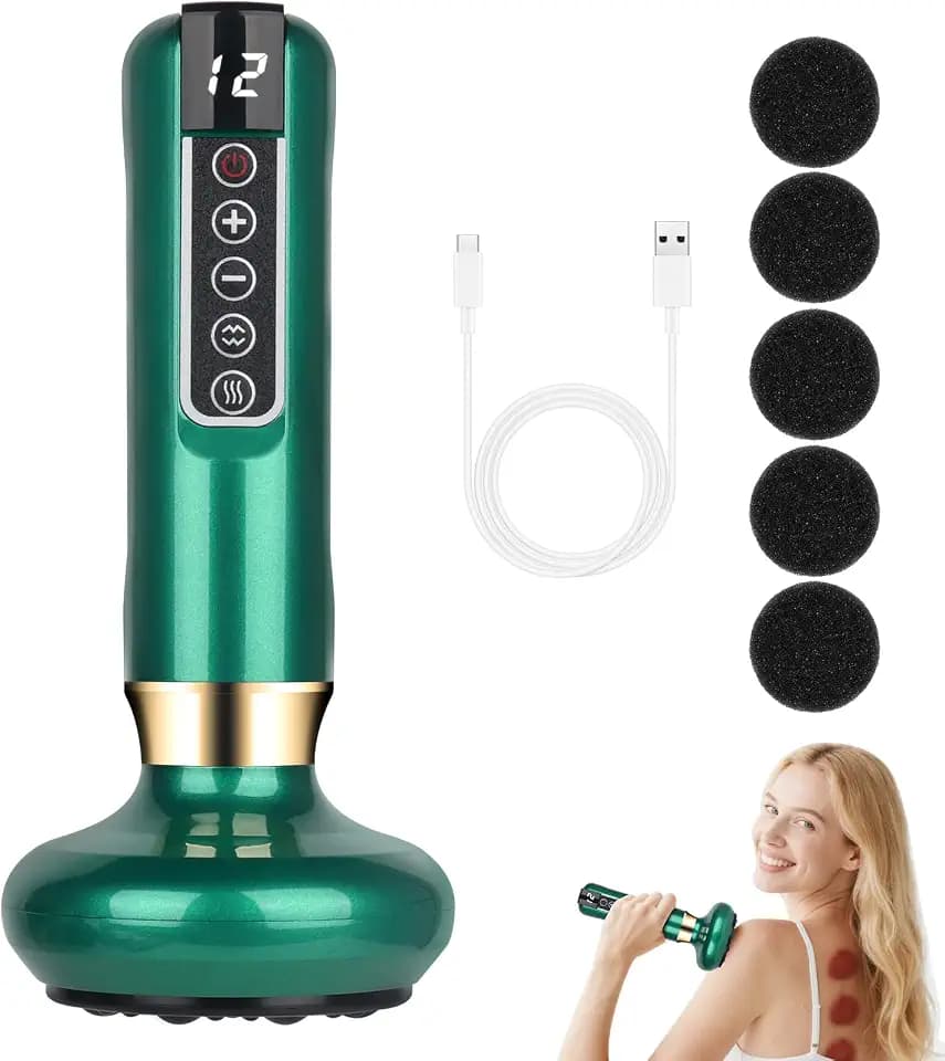 Mineup Cellulite-Massagegerät, 12 Gängen Schröpfmassagegerät Gegen Cellulite, Verstellbares Handmassagegerät Für Körperfett, Schröpfgerät Zur Reinigung Der Meridiane Für Bauch,Taille,Arme, Beine(Grün）