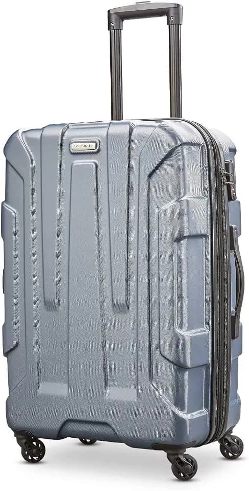 Samsonite Centric Hardside Expandable Luggage with Spinner Wheels, Blue Slate, Checked-Medium 24-Inch